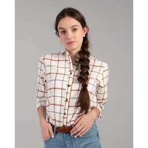 NWT Downeast Danielle Plaid Button-Down Shirt – Birch Combo – Size M CabinCore